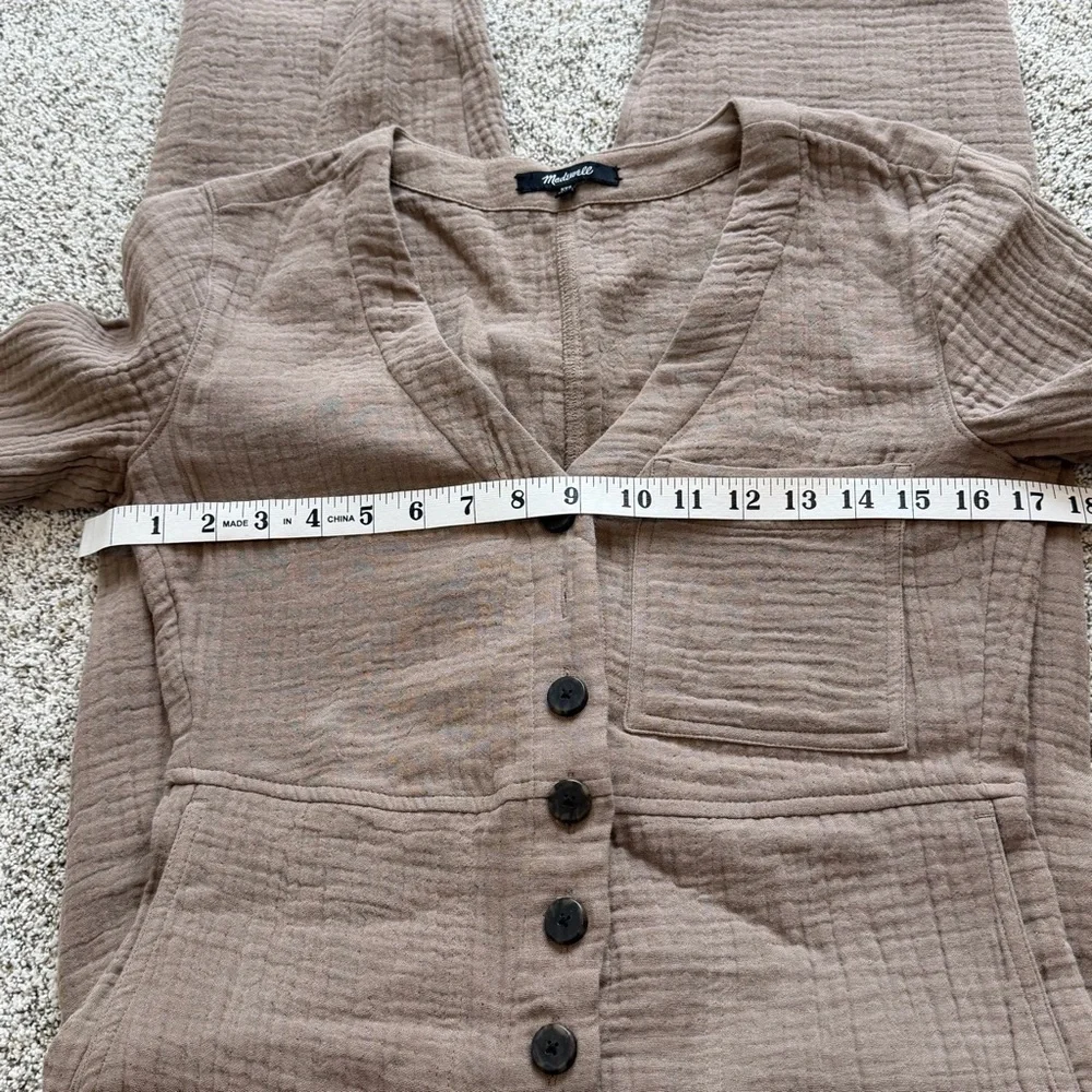 Madewell Brown Gauze Button Front Romper Jumpsuit XXS Neutral Boho 100% Cotton